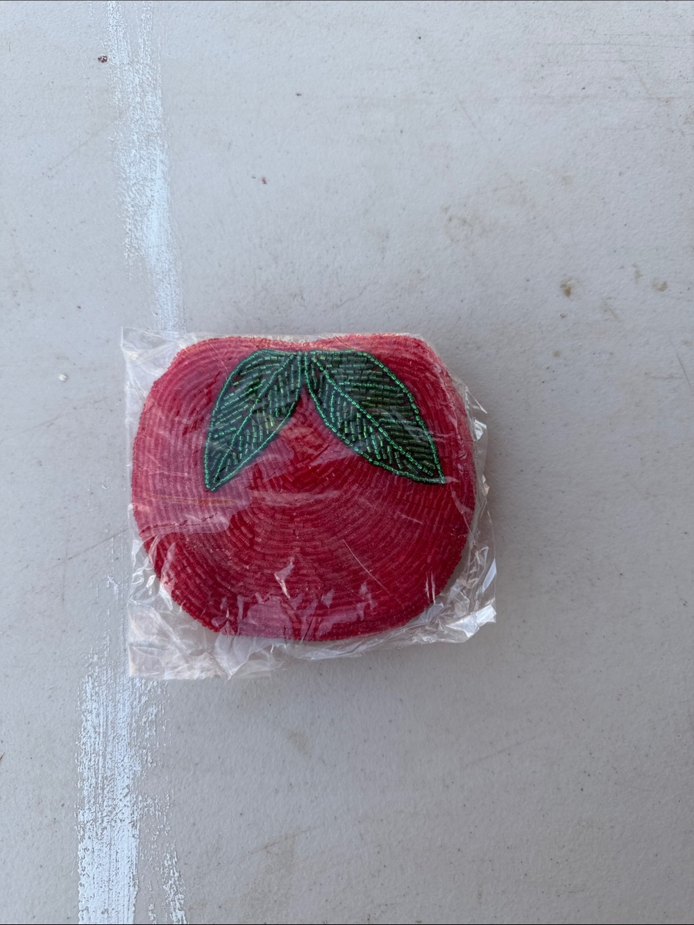 NWT Ermo Red Beaded Apple Coin Purse